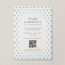 QR-Code French Blau Punkte Geburtstag