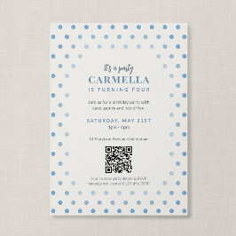 QR-Code French Blau Punkte Geburtstag Einladung
