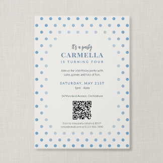 QR-Code French Blau Punkte Geburtstag Einladung