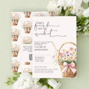 QR-Code Frisch auf dem Markt Florale Hochzeitsdusc Einladung