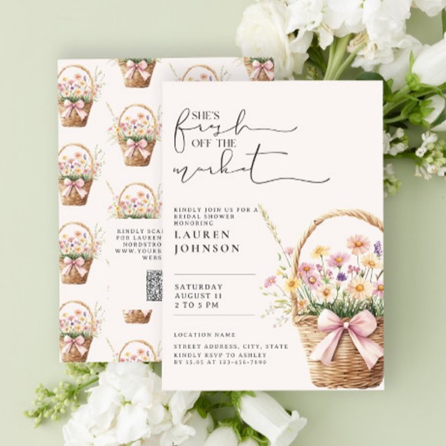QR-Code Frisch auf dem Markt Florale Hochzeitsdusc Einladung (Von Creator hochgeladen)