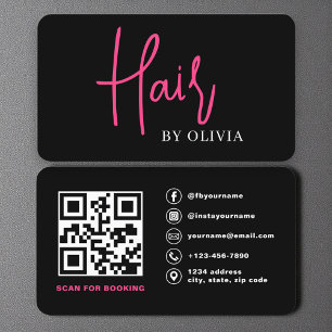 QR Code Friseurin Moderne Typografie Visitenkarte