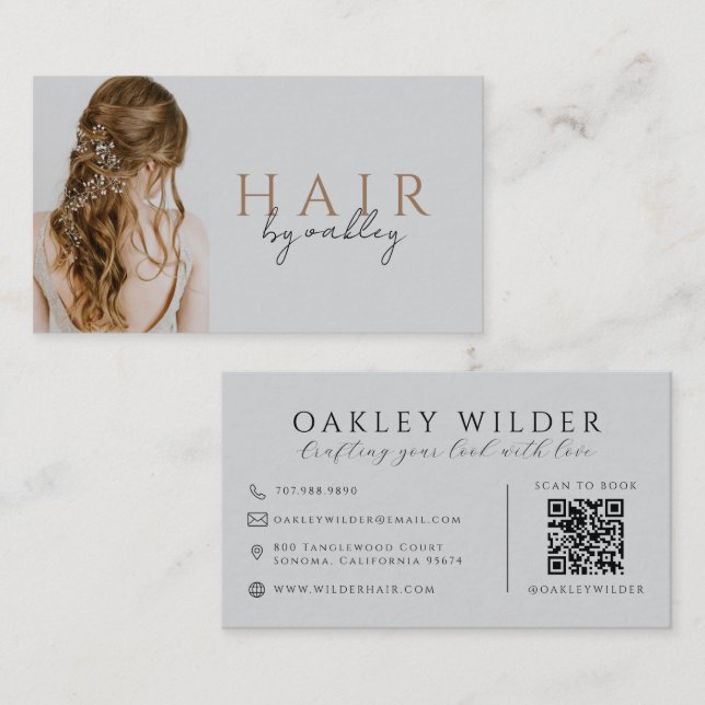 QR-Code-Friseurstil-Foto Visitenkarte (Vorne/Hinten)