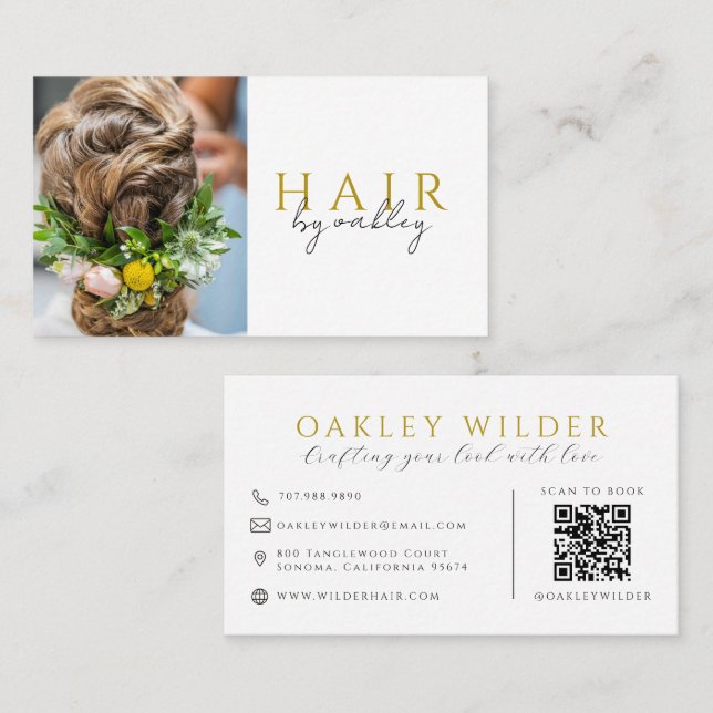 QR-Code-Friseurstil-Foto Visitenkarte (Vorne/Hinten)