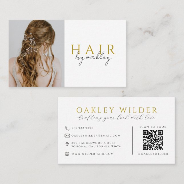 QR-Code-Friseurstil-Foto Visitenkarte (Vorne/Hinten)