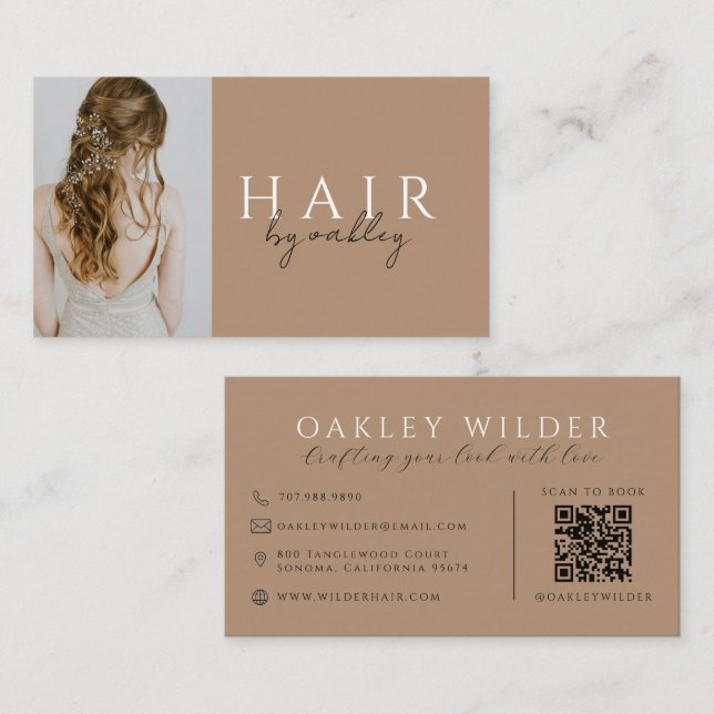 QR-Code-Friseurstil-Foto Visitenkarte (Vorne/Hinten)