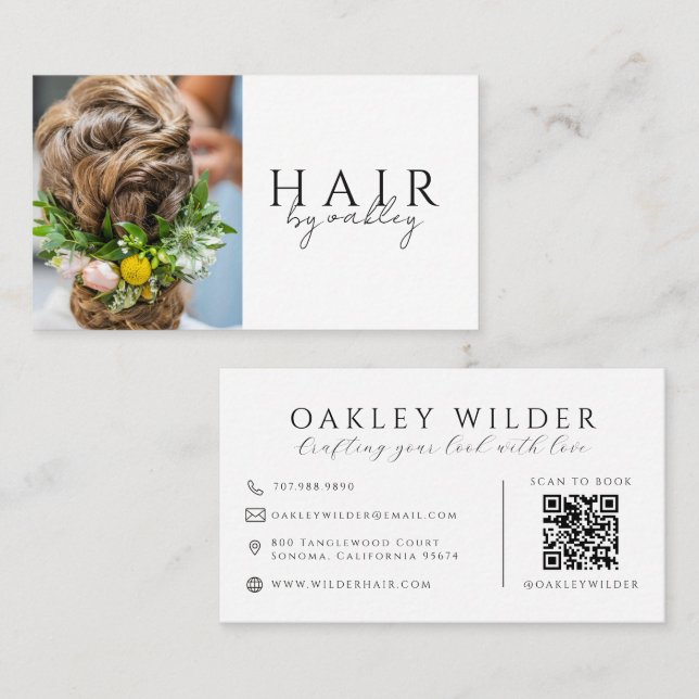 QR-Code-Friseurstylist-Foto Visitenkarte (Vorne/Hinten)