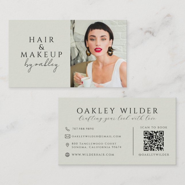 QR-Code-Friseurstylist-Foto Visitenkarte (Vorne/Hinten)