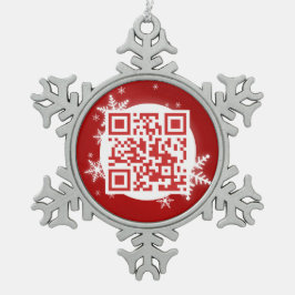 QR Code-frohe Weihnacht-lustige Schneeflocken Zinn-Ornament