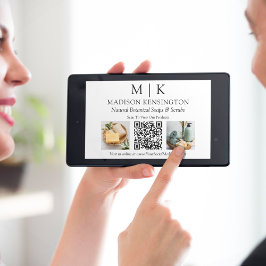 QR-Code für 2 Fotos in Monogramm oder Add-Logos Karte