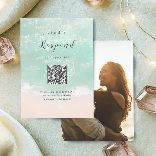 QR-Code für abstrakte funkelnde Hochzeiten am Stra RSVP Karte