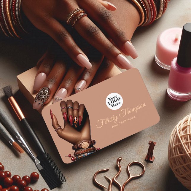 QR-Code für afrikanisch-amerikanisches Manikürgesc Visitenkarte (African American Manicure Salon QR Code Business Card)