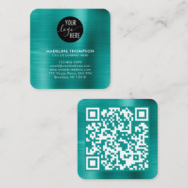 QR-Code für Aquamarine Firmenlogos mit Pinselstric Quadratische Visitenkarte