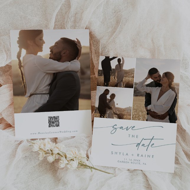 QR-Code für Aquamarines und weißes Foto von Boho C Save The Date (Von Creator hochgeladen)