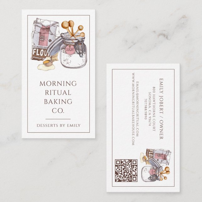 QR-Code für Bäcker in einer Handwerksbäckerei Visitenkarte (Vorne/Hinten)