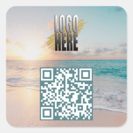 QR-Code für Beach-Foto mit Business-Logo Quadratischer Aufkleber