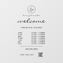 QR-Code für Begrüßungszeiten transparent Fensteraufkleber