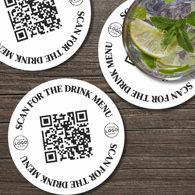QR-Code für benutzerdefinierte Firmenlogos Runder Pappuntersetzer (Custom Text Business Logo QR Code Round Paper Coaster)