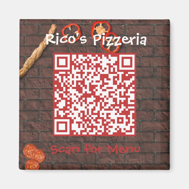 QR-Code für benutzerdefinierte Pizzeria Magnet (Vorne)