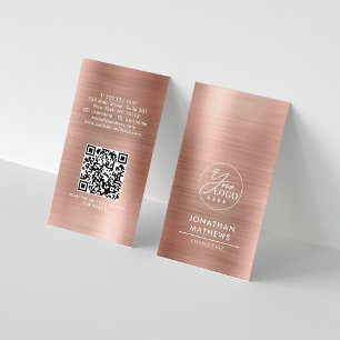 QR-Code für beruflich gebürstete Rose-Gold-Logos Visitenkarte