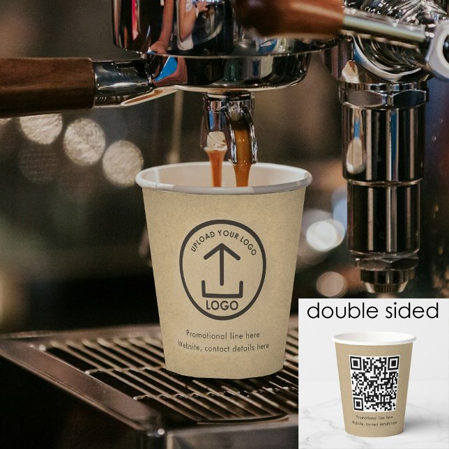 QR-Code für Berufliche Kraftwerke Pappbecher (Rustic Kraft Professional Business Logo QR Code Paper Cups)