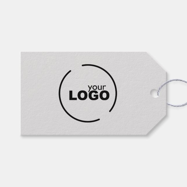 QR-Code für berufliche, moderne Firmenlogos Grau Geschenkanhänger (Vorderseite (Horizontal))