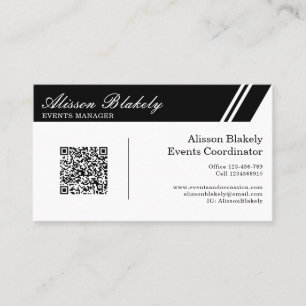 QR-Code für berufliche Schwarzweiß-Firmenlogos Visitenkarte