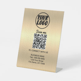 QR-Code für Berufliches Business-Logo Gold Sockelschild
