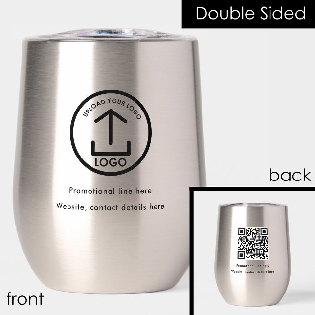 QR-Code für berufliches Firmenlogo (Professional Business Logo Text Promo QR Code Thermal Wine Tumbler)