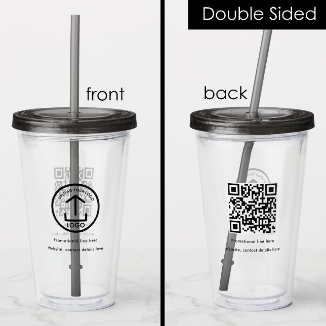 QR-Code für berufliches Firmenlogo Acryltrinkbecher (Professional Business Logo Text Promo QR Code Acrylic Tumbler)