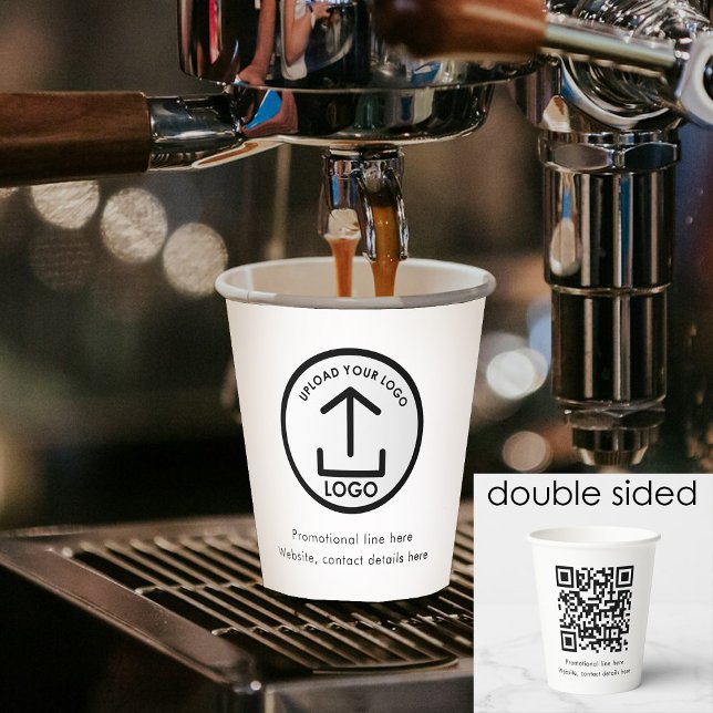 QR-Code für Berufliches Geschäftsmodell Pappbecher (White Simple Professional Business Logo QR Code Paper Cups)