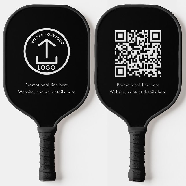 QR-Code für Berufliches Schwarzes Unternehmen Pickleball Schläger (Black Professional Business Logo Text QR Code Pickleball Paddle)