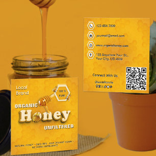 QR-Code für Bio Rohhoney-Markenbezeichnung Niedlic Quadratische Visitenkarte