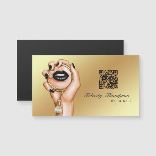 QR-Code für Black and Gold Makeup Artist Magnetkarte