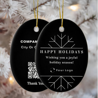QR-Code für Black Christmas Business-Logo Chic Keramik Ornament