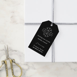 QR-Code für Black Modern Christmas Business-Logo C Geschenkanhänger