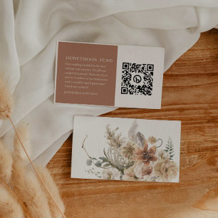 QR-Code für Boho Floral Wedding Honeymoon Begleitkarte