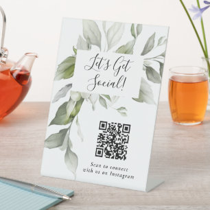 QR-Code für botanische soziale Medien Sockelschild