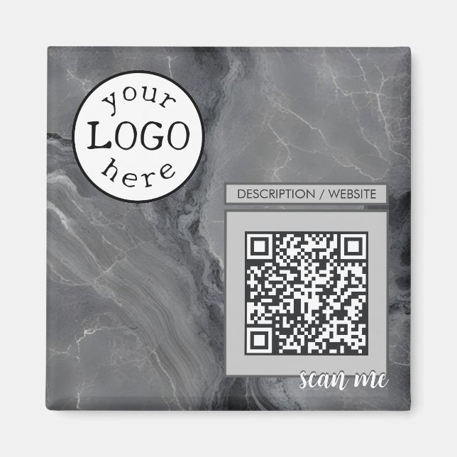 QR-Code für Business / Event Elegant Gray Marble Magnet (Vorne)