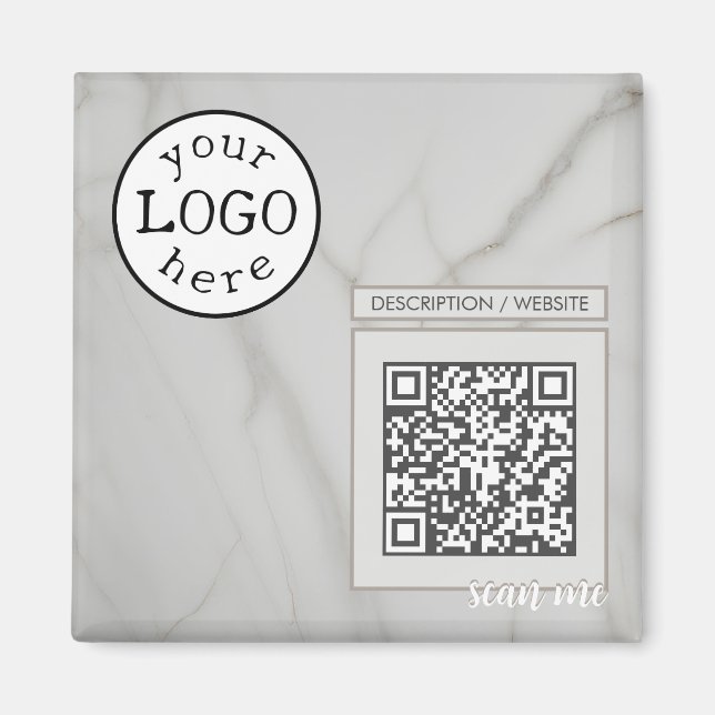 QR Code für Business / Event Eleganter weißer Marm Magnet (Vorne)