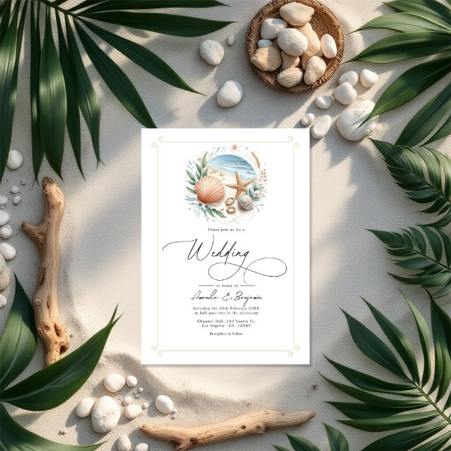 QR-Code für Coastal Chic Beach Wedding Einladung (Coastal Chic Beach Wedding QR Code Invitation)