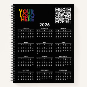 QR-Code für das Black 2026 Calendar Business-Logo Notizbuch