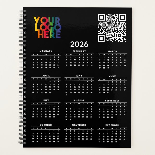 QR-Code für das Black 2026 Calendar Business-Logo Planer (Vorderseite)