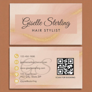 QR-Code für das Haar Stylist Watercolor Gold Monog Visitenkarte
