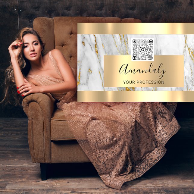 Qr-Code für das Logo "Goldmarmor" 6 zeigt 50 % Abs Visitenkarte (Gold Marble Custom Logo Qr Code 6 Punches 50% OFF Business Card)