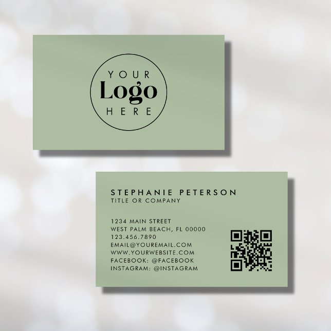 QR-Code für das Logo "Sage Green Elegante Custom C Visitenkarte (Von Creator hochgeladen)