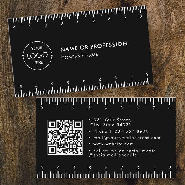 QR-Code für das Logo von Black Simple Ruler Compan Visitenkarte (Black Simple Ruler Company Logo QR Code Business Card)
