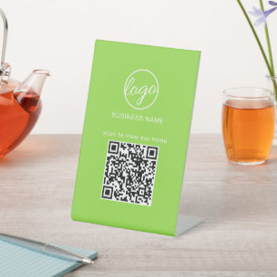 QR-Code für das Neongrüne Restaurant des Business  Sockelschild