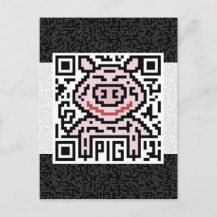 QR Code für das Schwein Postkarte