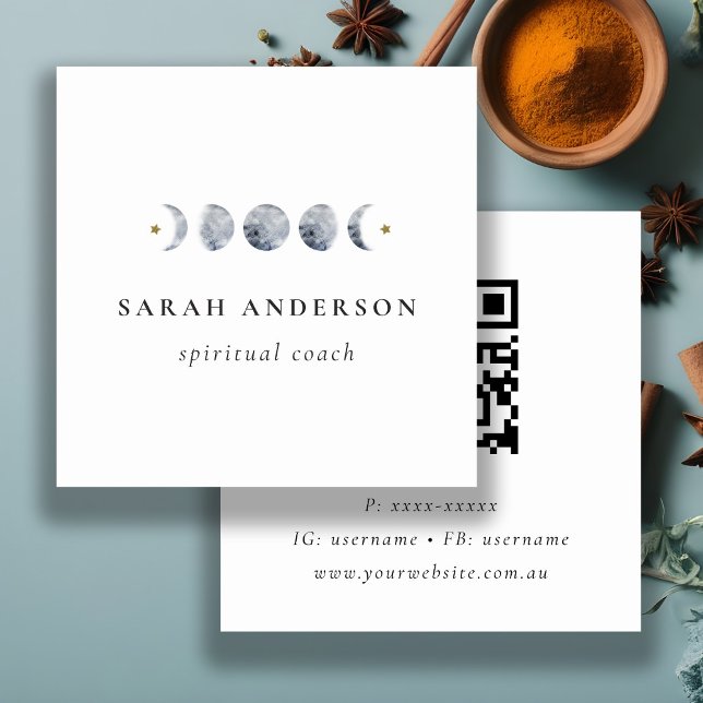 QR-Code für den einfachen grauen Lunar Celestial M Quadratische Visitenkarte (Von Creator hochgeladen)